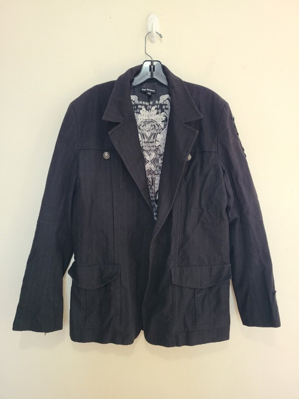 Royal Underground Pinstripe Blazer size L Jacket Nikki Sixx Kelly